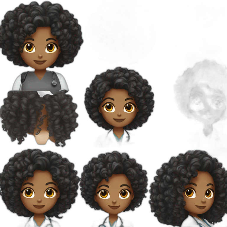 black woman doctor kinky curly hair emoji