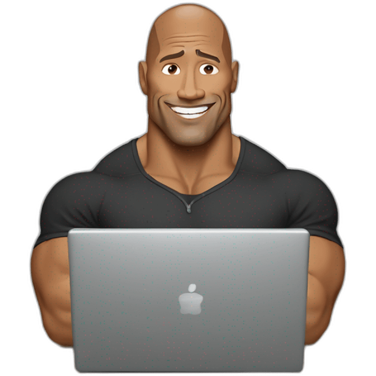 dwayne johnson with laptop emoji