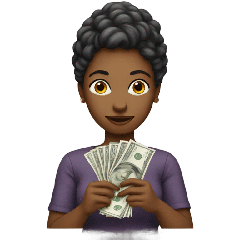 Women holding money like a child  emoji