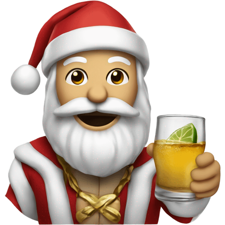 Santa drinking tequila emoji