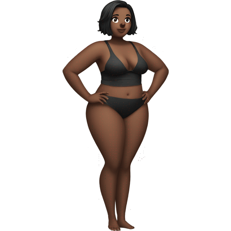 Slim-Thicc femboi swimsuit posing full body (curvy slim body type, perfect body, hourglass figure) emoji