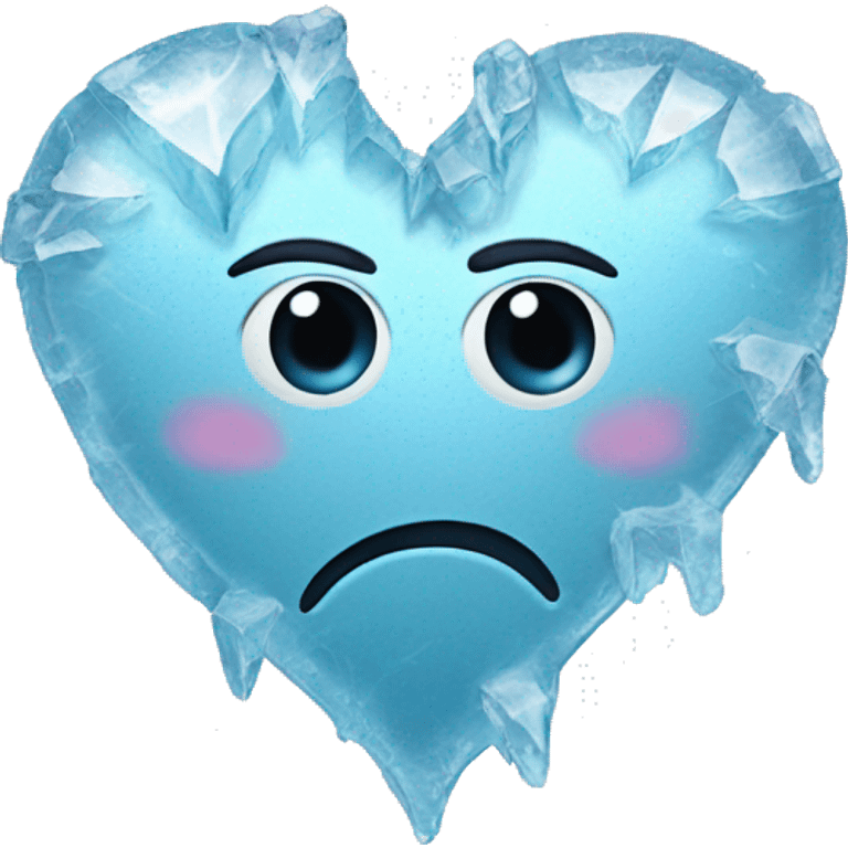 frozen broken heart. made of ice. like 💔. without eyes  emoji