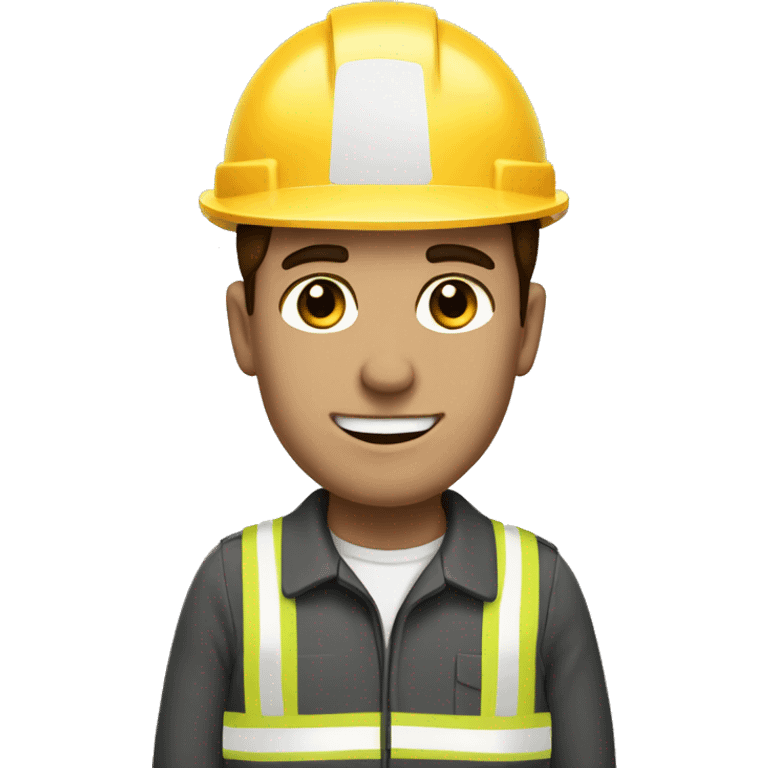 Brown haired man with a construction uniform , with the face dirty from charcoal  emoji