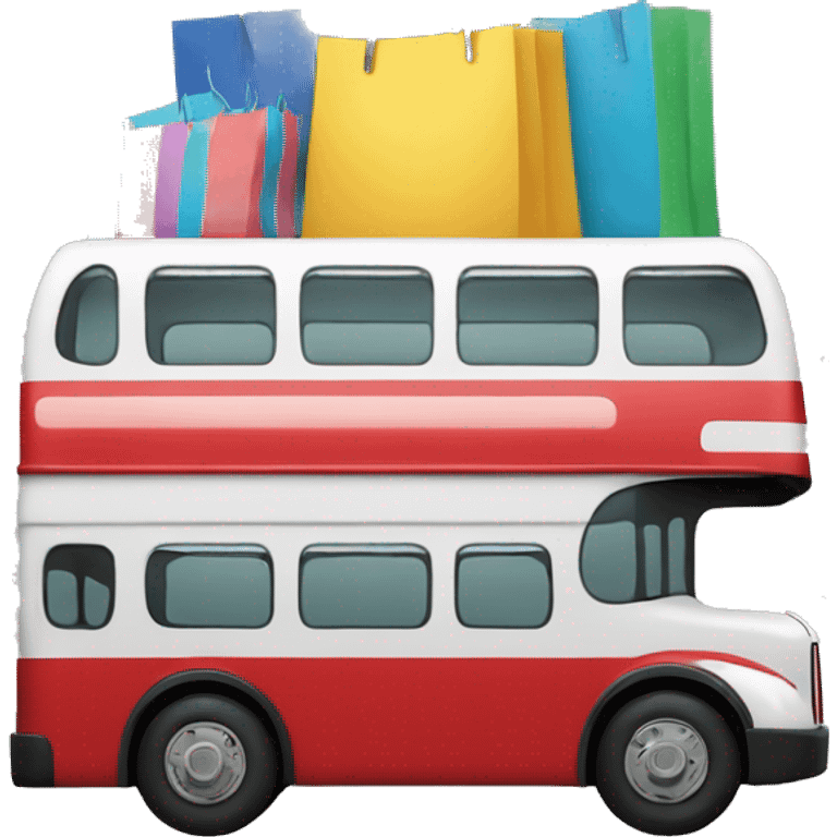 double decker bus holding shopping bags emoji