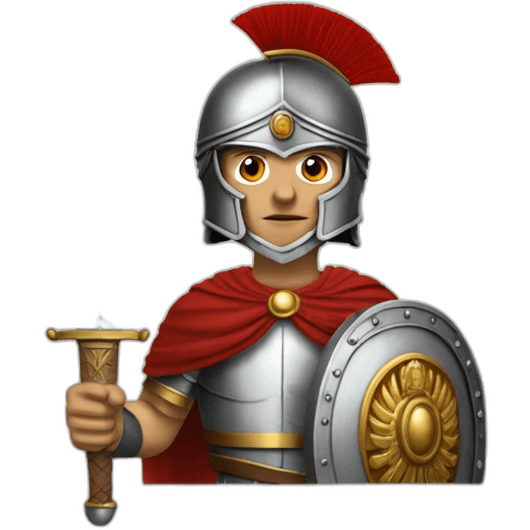 Late roman empire legionaire with sword and oval shield emoji