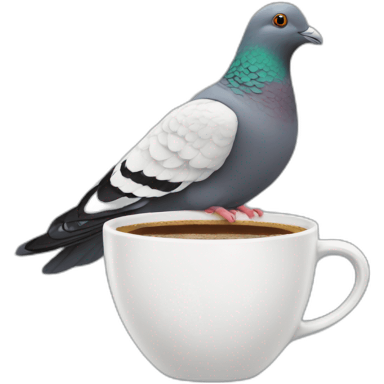 Pigeon drinking coffee emoji