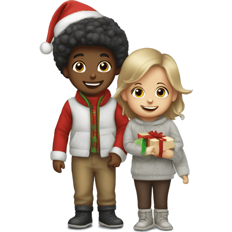 2 little kids at Christmas emoji