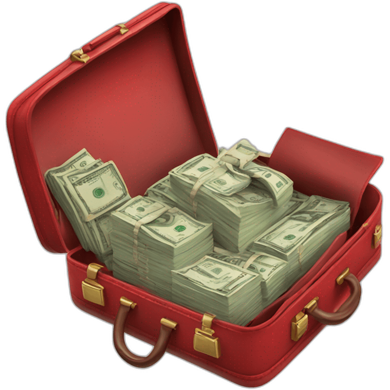 red briefcase opened full money inside emoji