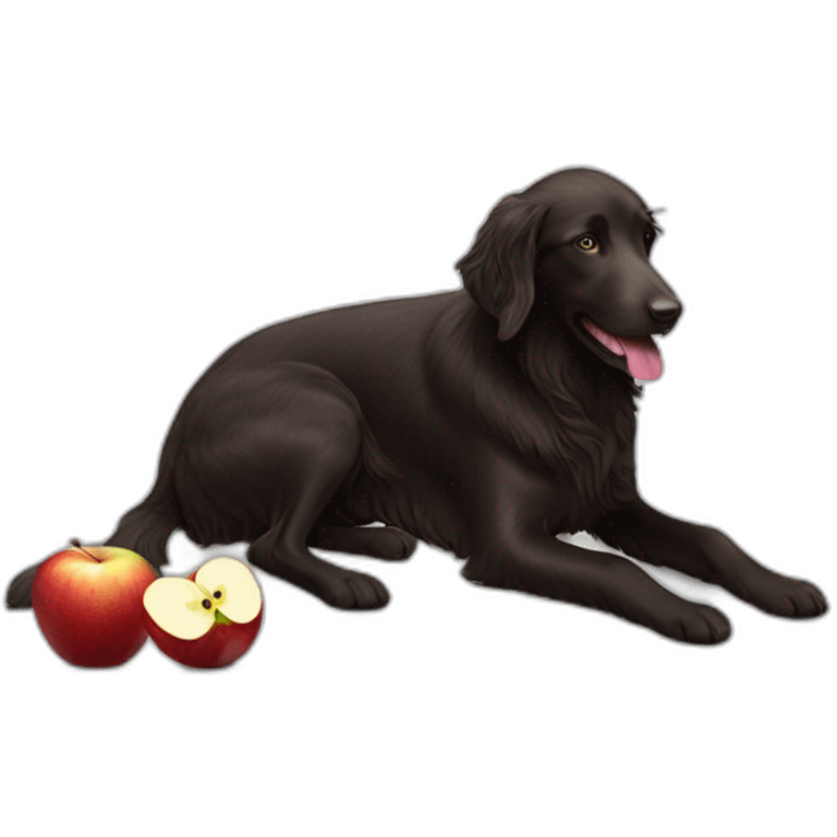 liver flat coated retriever eating an apple emoji