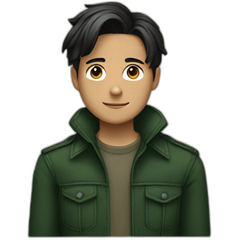 Levi Ackerman wears forest-green clothes emoji