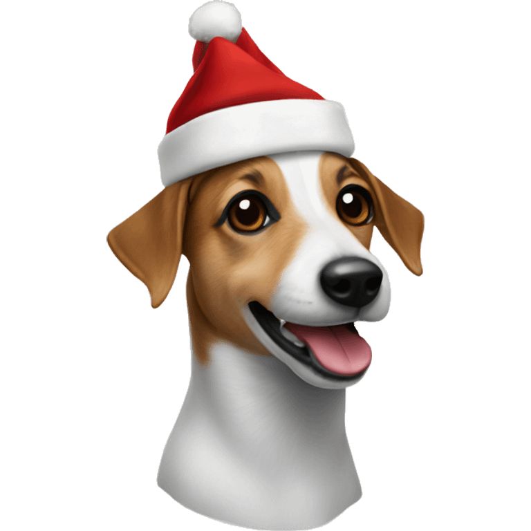 Jack russel with santa beanie  emoji