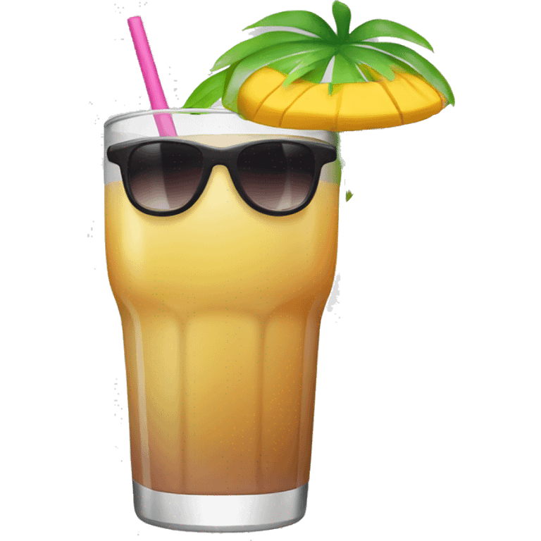 Tropical drink with muscular arms and sunglasses emoji