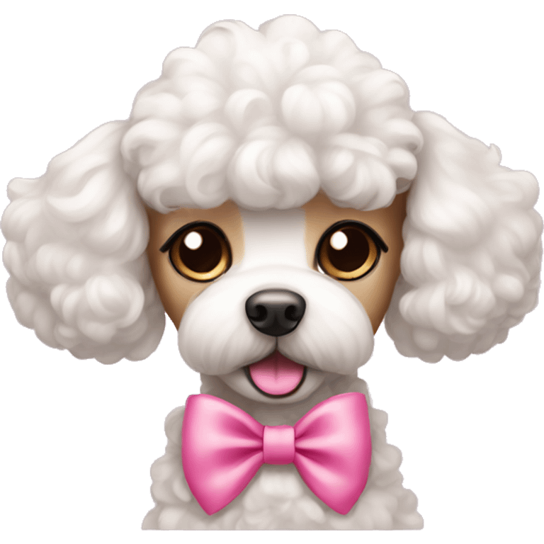 Cute poodle pink bow emoji