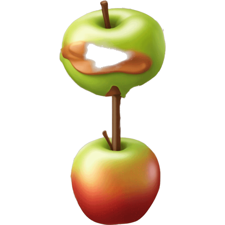 Realistic isolated Carmel dipped apple on a stick.  emoji