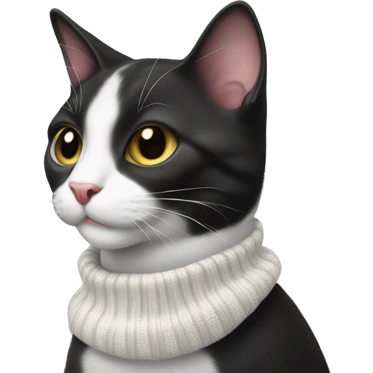 tuxedo cat with white chin wearing a christmas sweater emoji