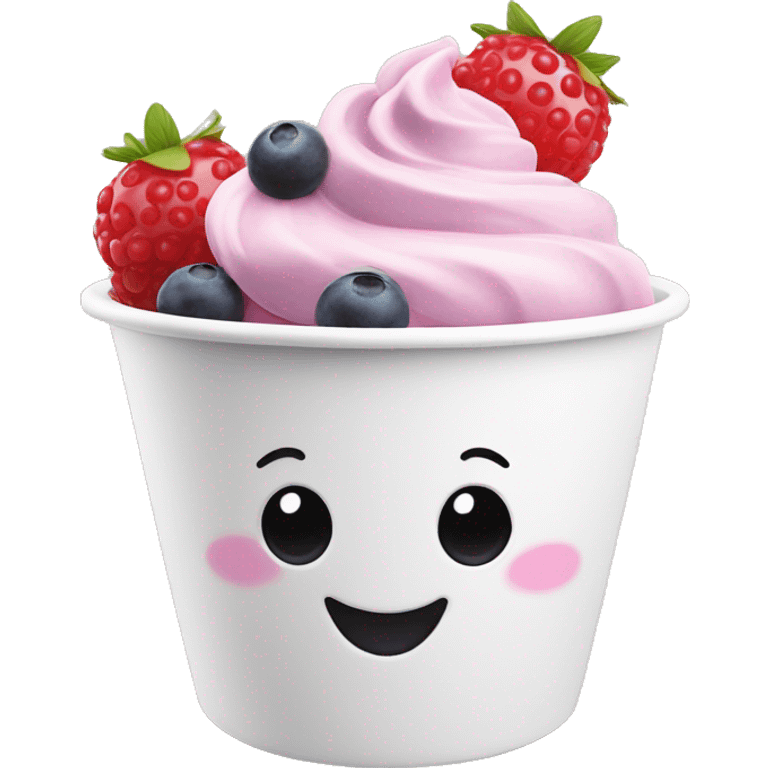 Berries in frozen yogurt swirled in a white cup emoji