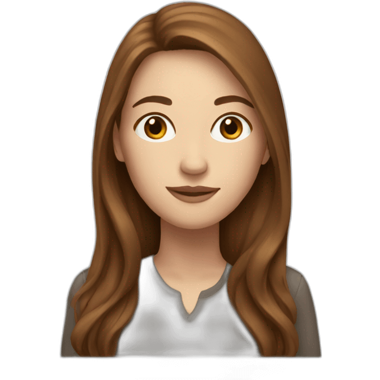 white woman with brown long hair emoji