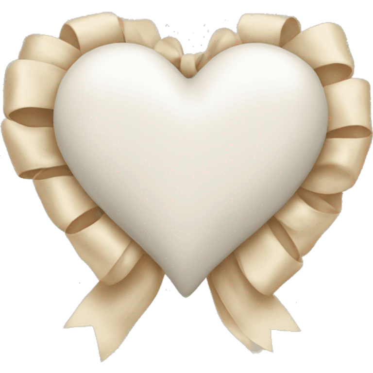 white heart with beige bow emoji