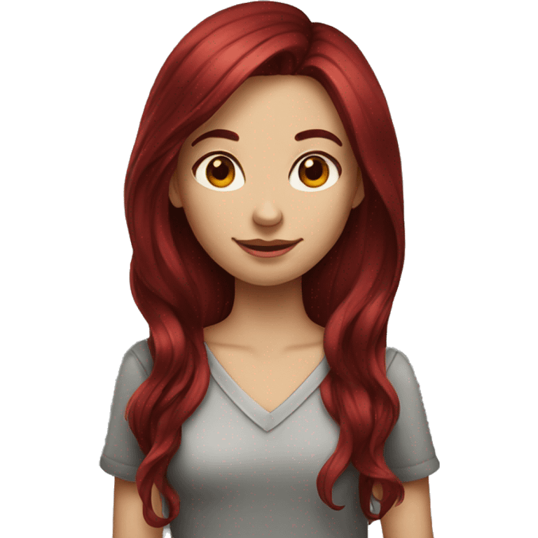 long dark red hair girl emoji