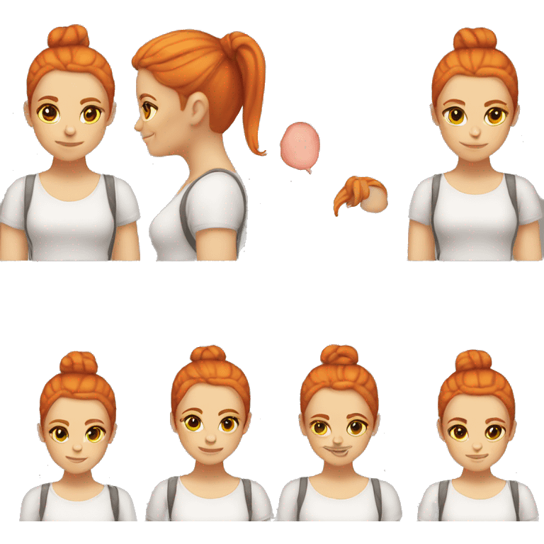 White Girl with red and orange and yellow faded hair in two buns emoji