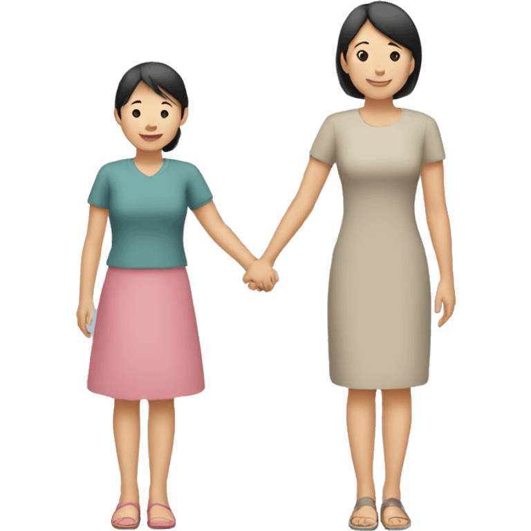 asian mother and daughter holding hands emoji