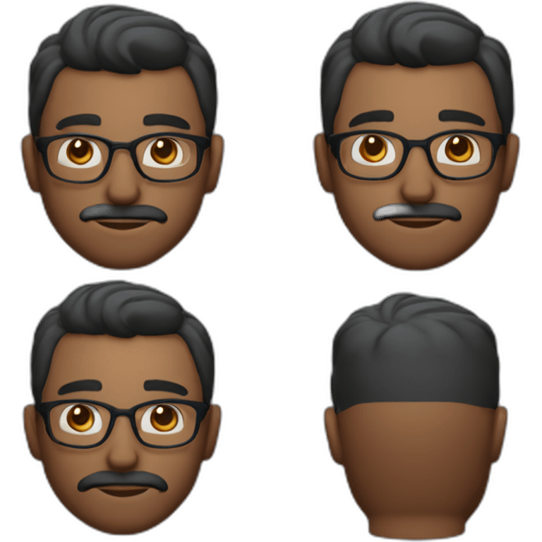 dark skin latino man short hair with glases and moustache with flannel shirt emoji