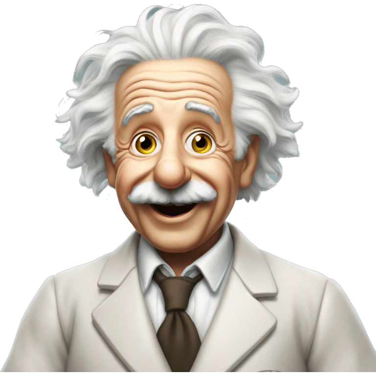 happy albert einstein vawes with hand emoji