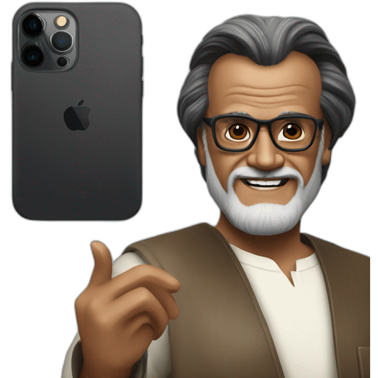 Rajinikanth with iPhone 15 Pro Max emoji