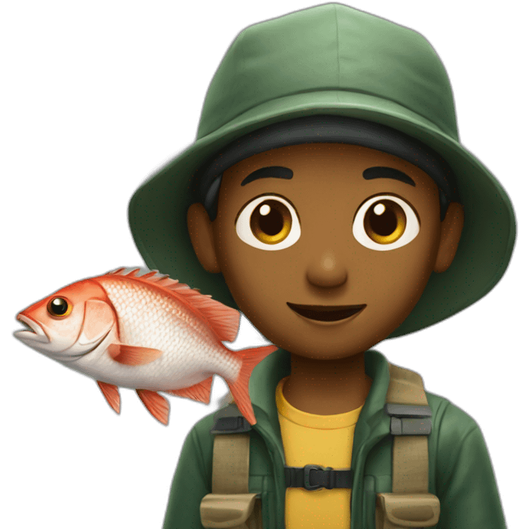 Young Fisherman with snapper emoji