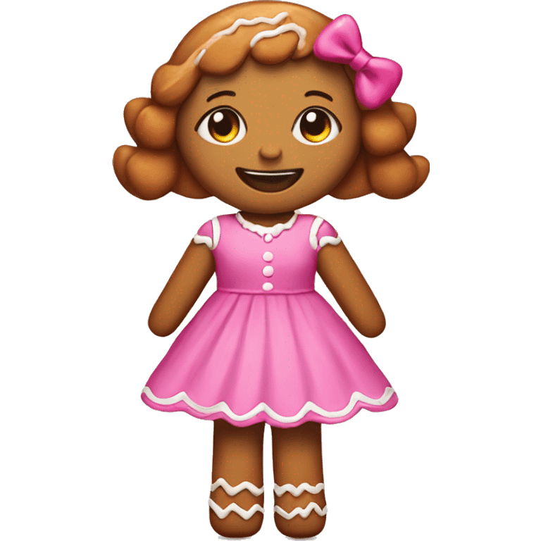 gingerbread girl with pink dress emoji