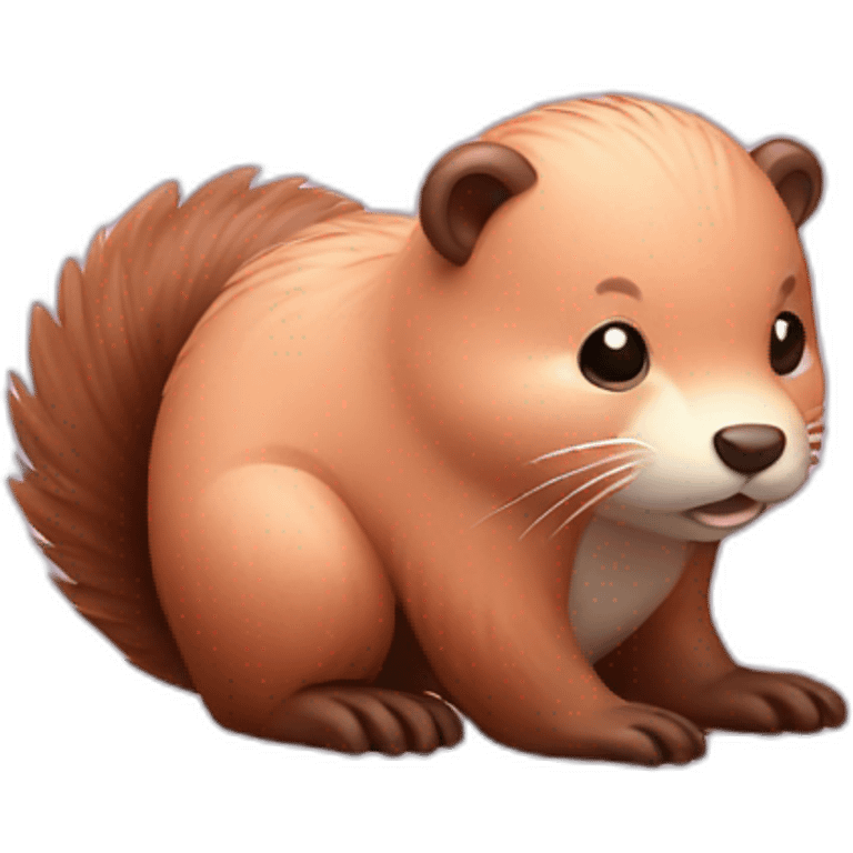 light pink fur cute beaver with big tail emoji