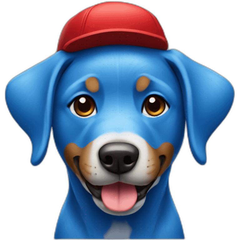 Blue dog with red cap emoji