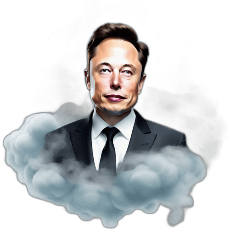 Elon Musk in the clouds of smoke emoji