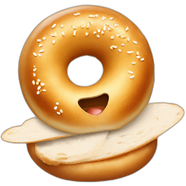 BAGEL WITH A FACE AND WINGS emoji