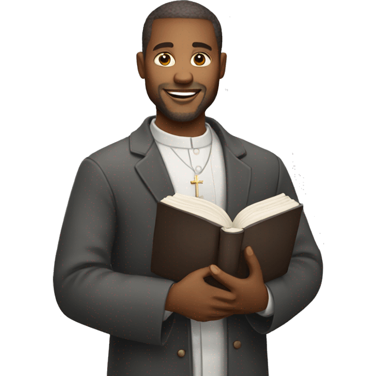 white church pastor holding a bible emoji