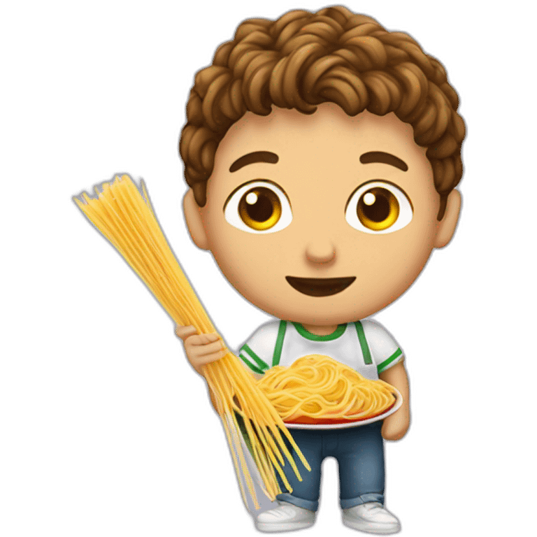 italian boy with spaghetti emoji