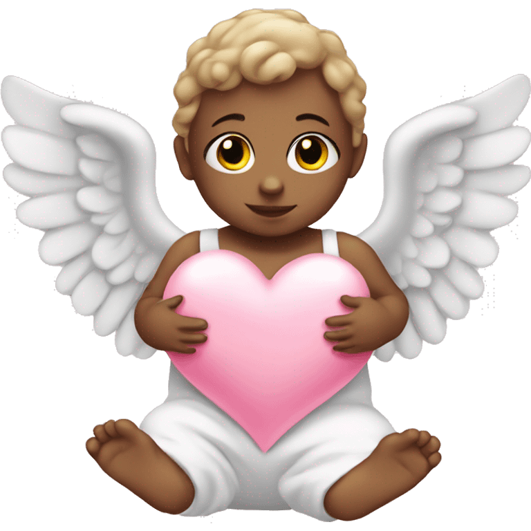 Baby angel with pink heart emoji