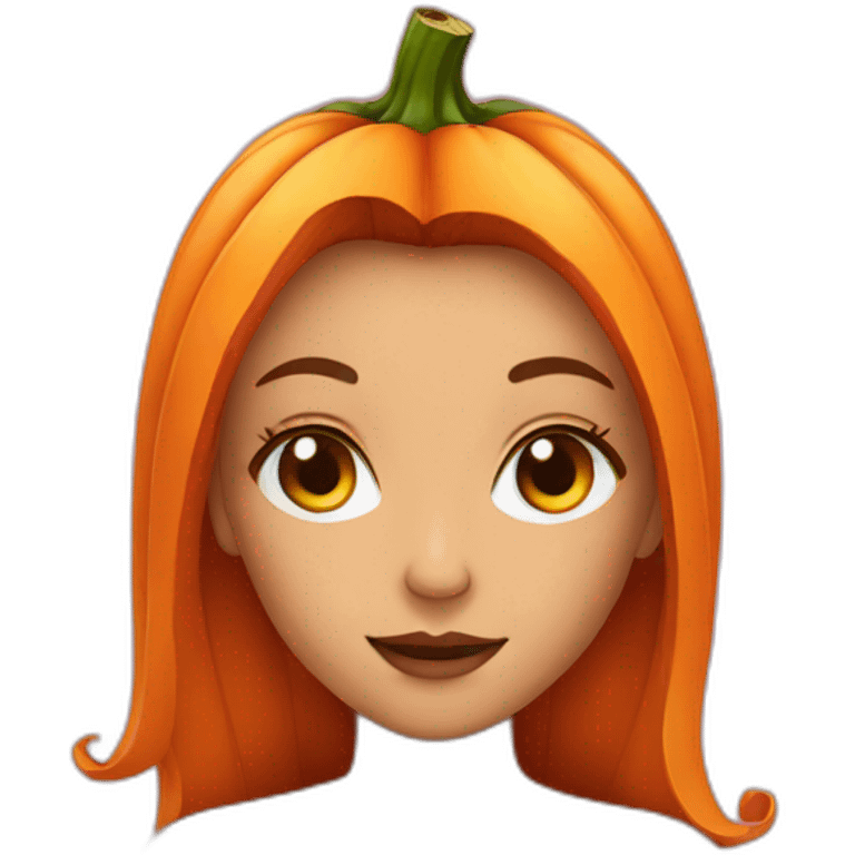 a girls face but her face is also a pumpkin emoji