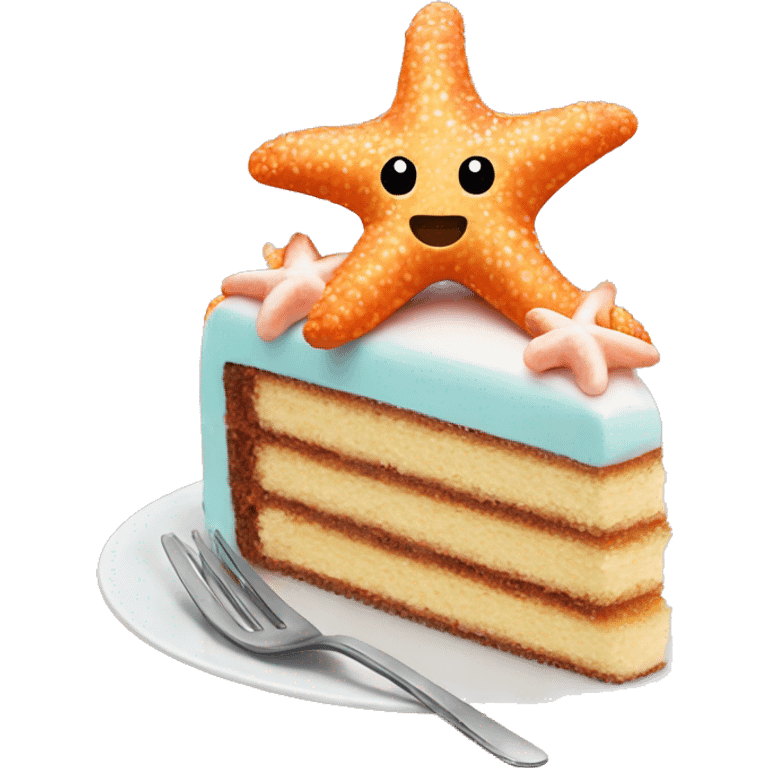 Starfish eating cake emoji