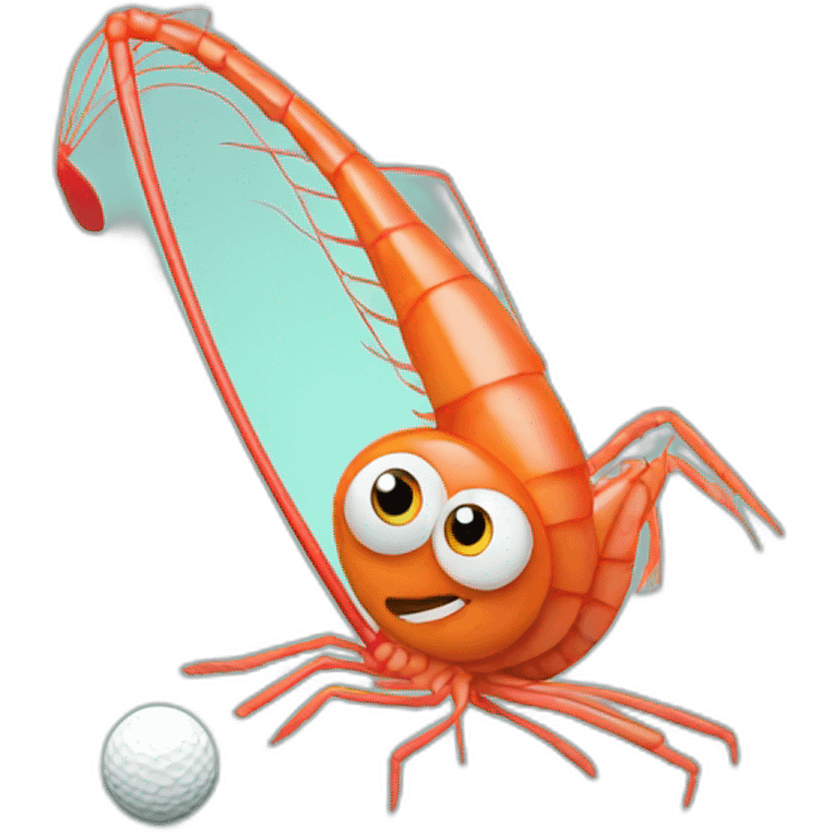 Shrimp play golf emoji