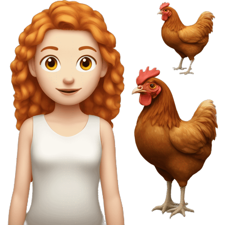 Ginger girl with a brahma hen emoji