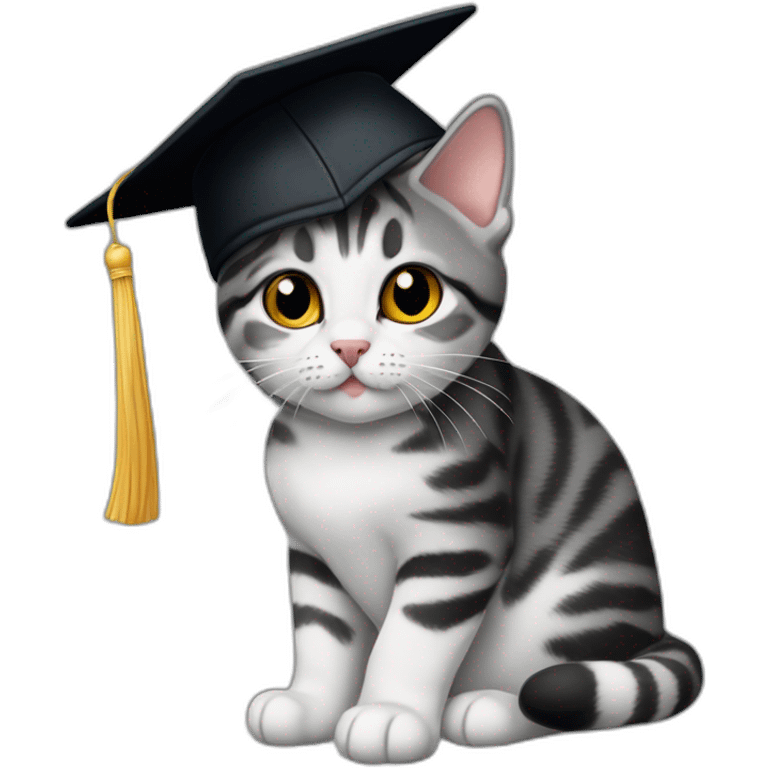 american shorthair cat in black academic cap emoji