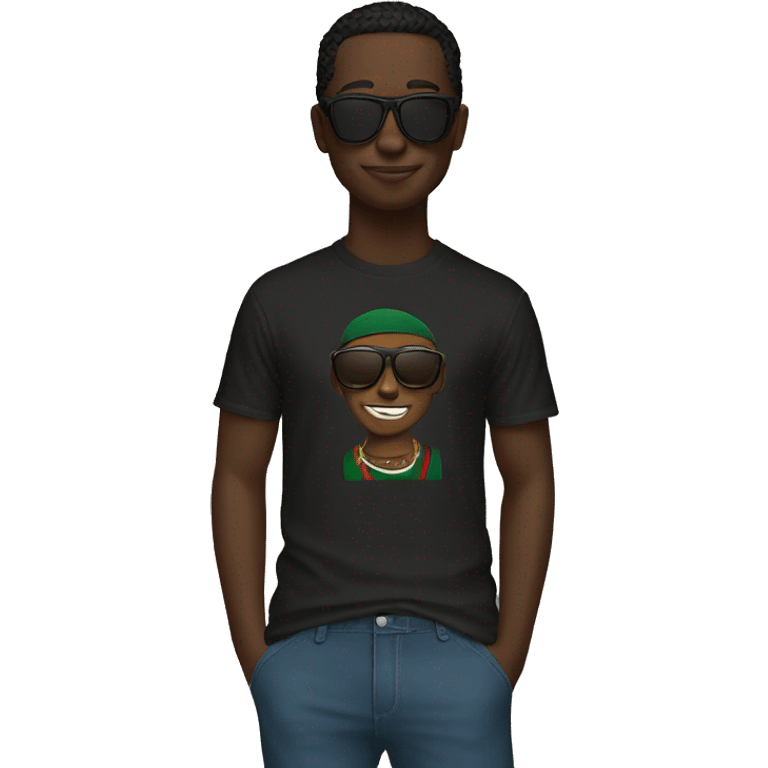 cool vibes dark-skinned male gucci tshirt emoji