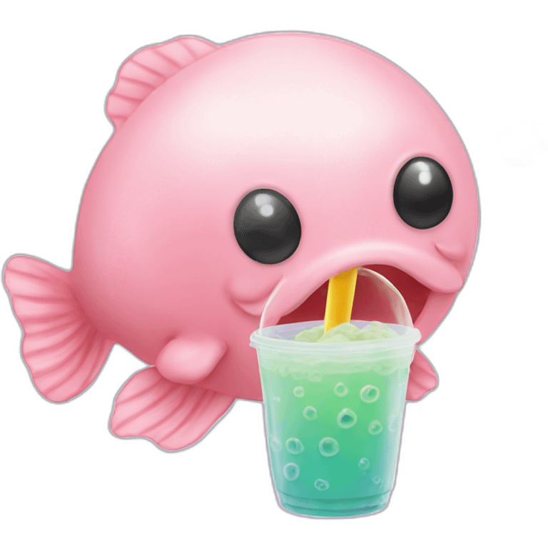 blobfish drinking bubble tea emoji