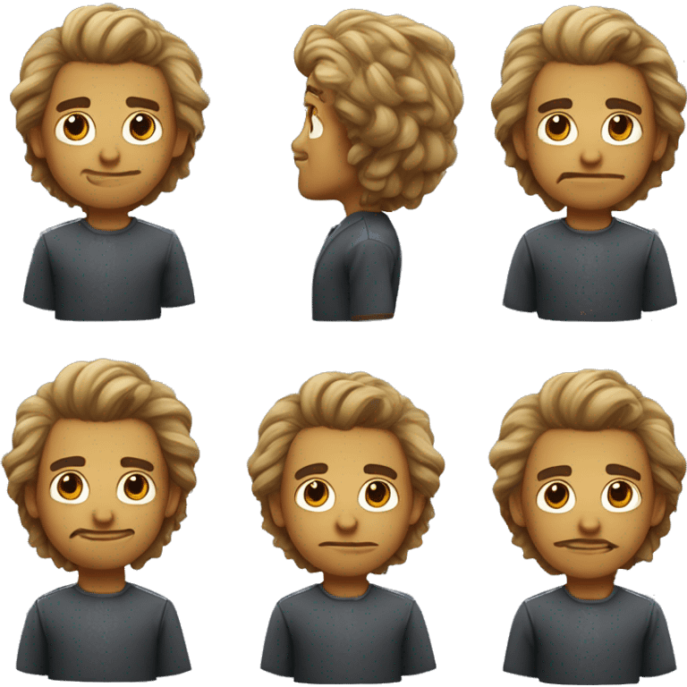 Homem sorrindo cabelo penteado de terno emoji