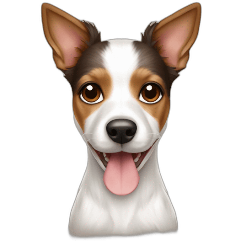 happy female white and brown toy fox terrier with long fur emoji