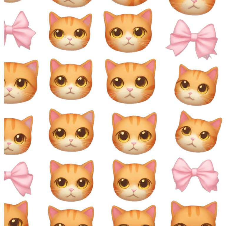 Orange cat with light pink bow cute  emoji