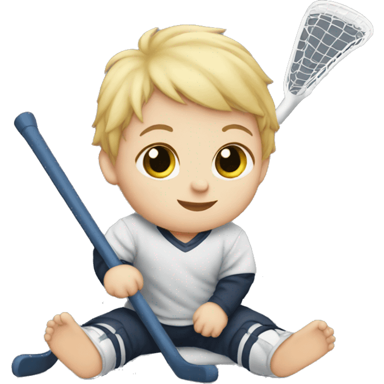 Little baby with hockey stick  emoji