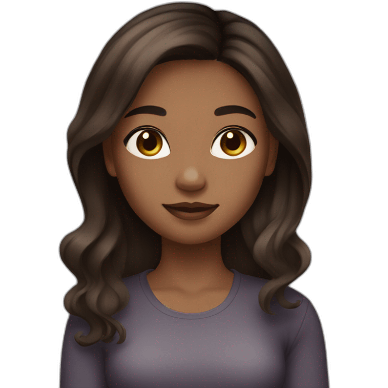 girl with brown skin tone and ombre black to brown hair emoji