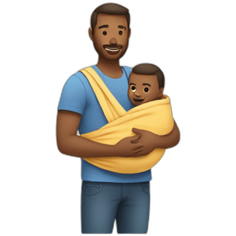 Babywearing Dad with baby and wrap emoji